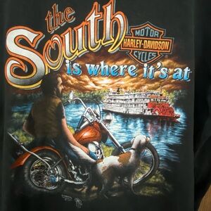 Vintage 1989 Large 3D Emblem Harley-Davidson T Shirt The South Is Where It’s At